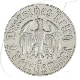 Drittes Reich 2 RM 1933 G ss-vz 450. Geburtstag Martin Luther