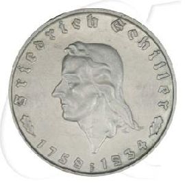 Deutschland Drittes Reich 2 RM 1934 F vz Friedrich von Schiller