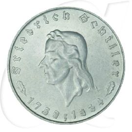 Deutschland Drittes Reich 5 RM 1934 F vz-st Friedrich Schiller