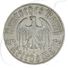 Drittes Reich 5 RM 1933 D ss-vz 450. Geburtstag Martin Luther