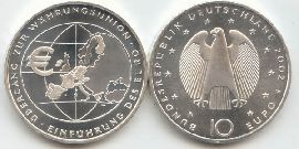 BRD 10 Euro Silber 2002 F Euroeinführung st