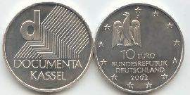 BRD 10 Euro Silber 2002 J Documenta Kassel st