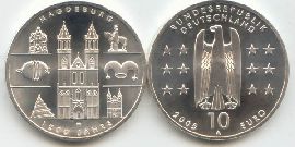 BRD 10 Euro Silber 2005 A Magdeburg st