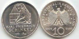 BRD 10 Euro Silber 2006 F 225. Geb. Schinkel st