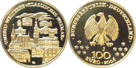BRD 100 Euro 2006 vz-st original Weimar Anlagegold 15,55g fein in Münzkassette mit Zertifikat