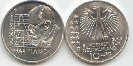BRD 10 Euro Silber 2008 F Max Planck st