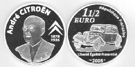 Frankreich 1,5 Euro GDM Silber orig. 2008 PP André Citroen