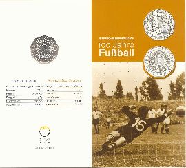 Österreich 5 Euro 2004 hgh OVP Blister 100 Jahre Fußball