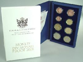 San Marino Kursmünzensatz 2008 PP OVP nominell 3,88 Euro