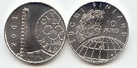 Finnland 10 Euro Silber 2002 vz-st 50 J. Olymp. Helsinki 1952 Bildseite und Wertseite zusammen ohne Münzkapsel