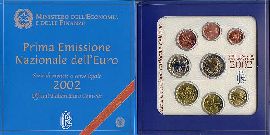 Italien Kursmünzensatz (orig., nom. 3,88 Euro) 2002 vz-st