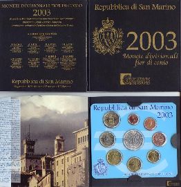 San Marino Kursmünzensatz st/OVP 2003 mit 5 Euro 1700 Jahre Republik