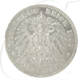 Deutschland Bayern 5 Mark 1907 s-ss Otto