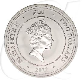 Fidschi (Fiji) 2 Dollar 2012 Silber 1oz Schildkröte Taku