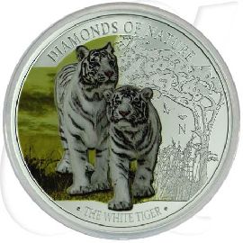 Fidschi (Fiji) 10 Dollar 2012 PP OVP Diamanten der Natur - der Weiße Tiger