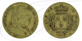 Frankreich 20 Francs 1814 A Gold 5,806 gr. fein Ludwig XVIII. fast ss Münze Vorderseite und Rückseite zusammen