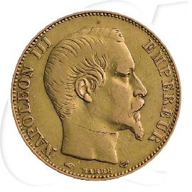 Frankreich 20 Francs 1856 A Gold 5,806 gr. fein Napoleon III. ss Münzen-Bildseite