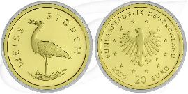 Gold 2020 Weißstorch 20 Euro Deutschland Münze Vorderseite und Rückseite zusammen