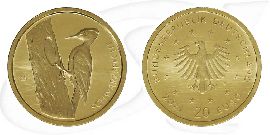 Gold 2021 Schwarzspecht 20 Euro Deutschland Münze Vorderseite und Rückseite zusammen