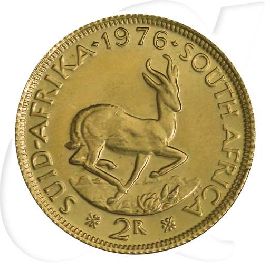 Goldmünze Springbock 2 Rand Südafrika Münzen-Wertseite