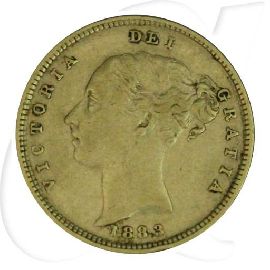 Großbritannien 1/2 Sovereign 1883 Gold 3,66 gr. fein Victoria Münzen-Bildseite