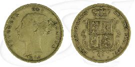Großbritannien 1/2 Sovereign 1883 Gold 3,66 gr. fein Victoria Münze Vorderseite und Rückseite zusammen