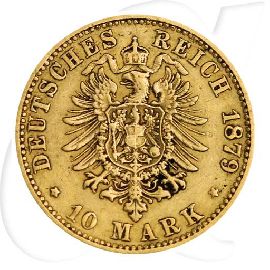 Hamburg 1879 10 Mark Gold Wappen Deutschland Münzen-Wertseite