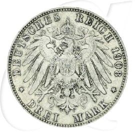 Hamburg 1908 3 Mark Wappen Münzen-Wertseite