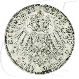 Deutschland Hamburg 3 Mark 1909 ss ungereinigt Wappen