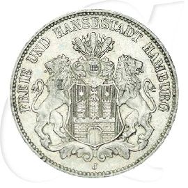 Deutschland Hamburg 3 Mark 1910 ss ungereinigt Wappen