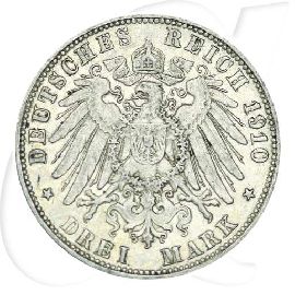 Deutschland Hamburg 3 Mark 1910 ss ungereinigt Wappen