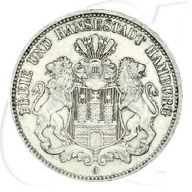 Hamburg 1912 3 Mark Wappen Münzen-Bildseite
