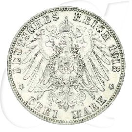 Hamburg 1913 3 Mark Wappen Münzen-Wertseite