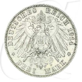 Deutschland Hamburg 3 Mark 1914 ss ungereinigt Wappen