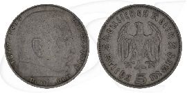 hindenburg-5-reichsmark-anlage-silber Münze Vorderseite und Rückseite zusammen