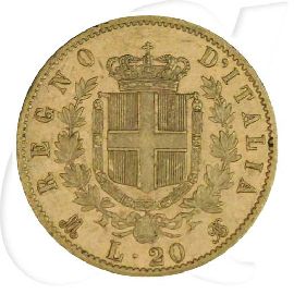 Italien 20 Lire 1874 Gold 5,81g fein Vittorio Emanuele ss-vz