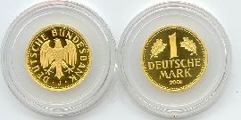 BRD 1 DM J481 Goldmark 12g Gold fein original vz-st J (Hamburg) Münzenvorderseite und Münzenrückseite in Münzkapsel zusammen