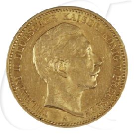 Deutschland Preussen 20 Mark Gold 1898 A ss-vz Wilhelm II.