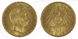 Deutschland Preussen 20 Mark Gold 1910 A vz Wilhelm II.