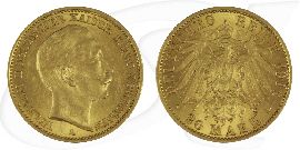 Deutschland Preussen 20 Mark Gold 1911 A vz Wilhelm II.