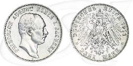 Kaiserreich 3 Mark Friedrich August 1911 Deutschland Sachsen Münze Vorderseite und Rückseite zusammen