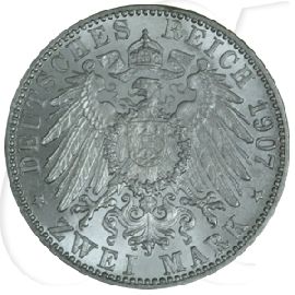 Deutschland Baden 2 Mark 1907 ss-vz Friedrich I.