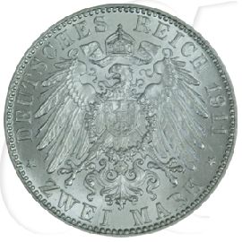 Deutschland Bayern 2 Mark 1911 vz-st Luitpold 90. Geburtstag