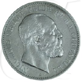 Kaiserreich - Oldenburg 2 Mark 1891 A ss Nicolaus Friedrich Peter