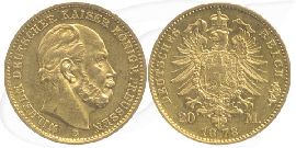 Deutschland Preussen 20 Mark Gold 1873 B ss Wilhelm I.