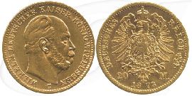 Deutschland Preussen 20 Mark Gold 1873 C ss Wilhelm I.