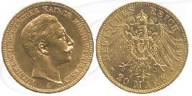 Deutschland Preussen 20 Mark Gold 1897 A vz Wilhelm II.
