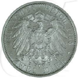 Deutschland Schwarzburg-Sondershausen 2 Mark 1905 vz-st Reg-Jubiläum