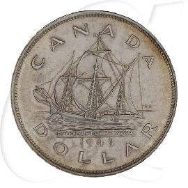 kanada-1949-segelschiff-1-dollar-silber Münzen-Bildseite