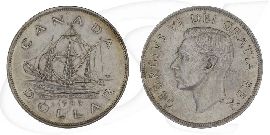 kanada-1949-segelschiff-1-dollar-silber Münze Vorderseite und Rückseite zusammen